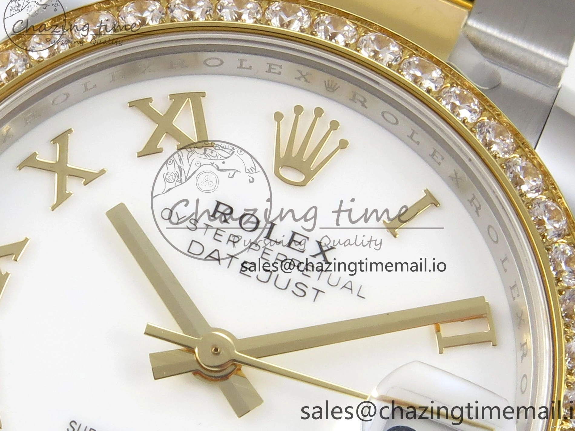 0401 DateJust 31 278383RBR THBF 1:1 Best Edition 904L Steel White Roman Dial Diamonds Bezel on SS YG Oyster Bracelet HZ Cal. Minimalist 44